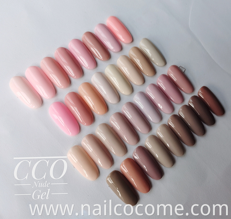 CCO free sample non toxic 53 natural color Nude rubber base gel bulk uv polish gel OEM